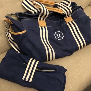 Pottery Barn navy diaper bag